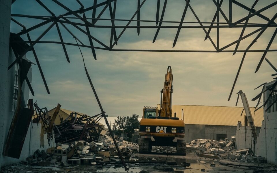 AN Power mobile concrete crusher and excavators recycling industrial building debris on-site